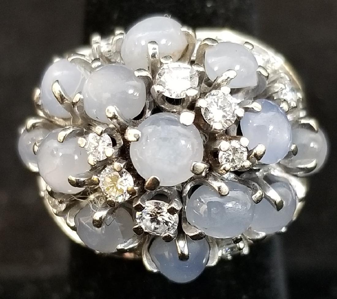 14K White Gold Ring w/1.2K Diamonds &13 Moonstones (1 of 3)