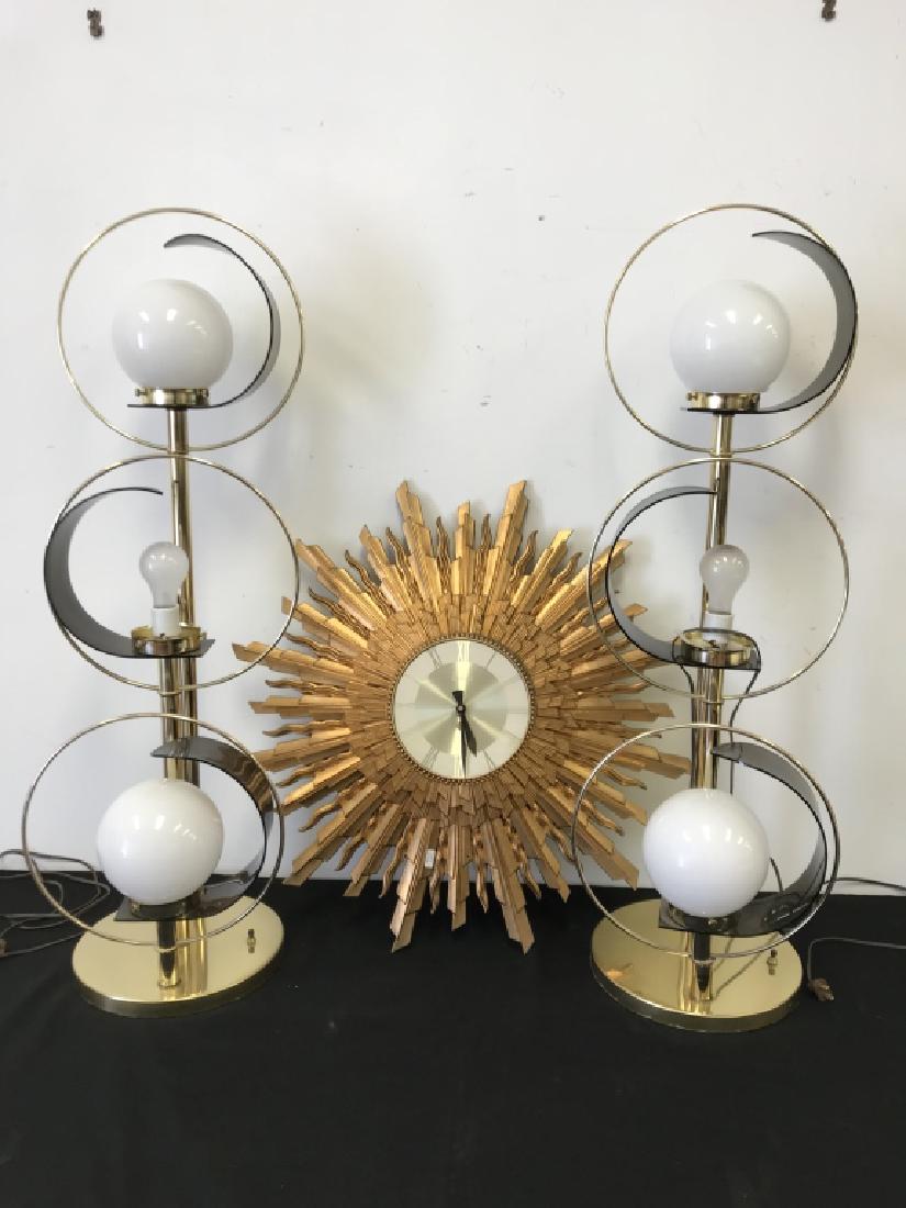 3pc Lot of a Pair of Lamps & a Clock (1 of 5)