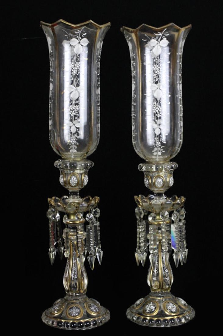 Pair of 19thC Baccarat Glass Candelabras (1 of 6)