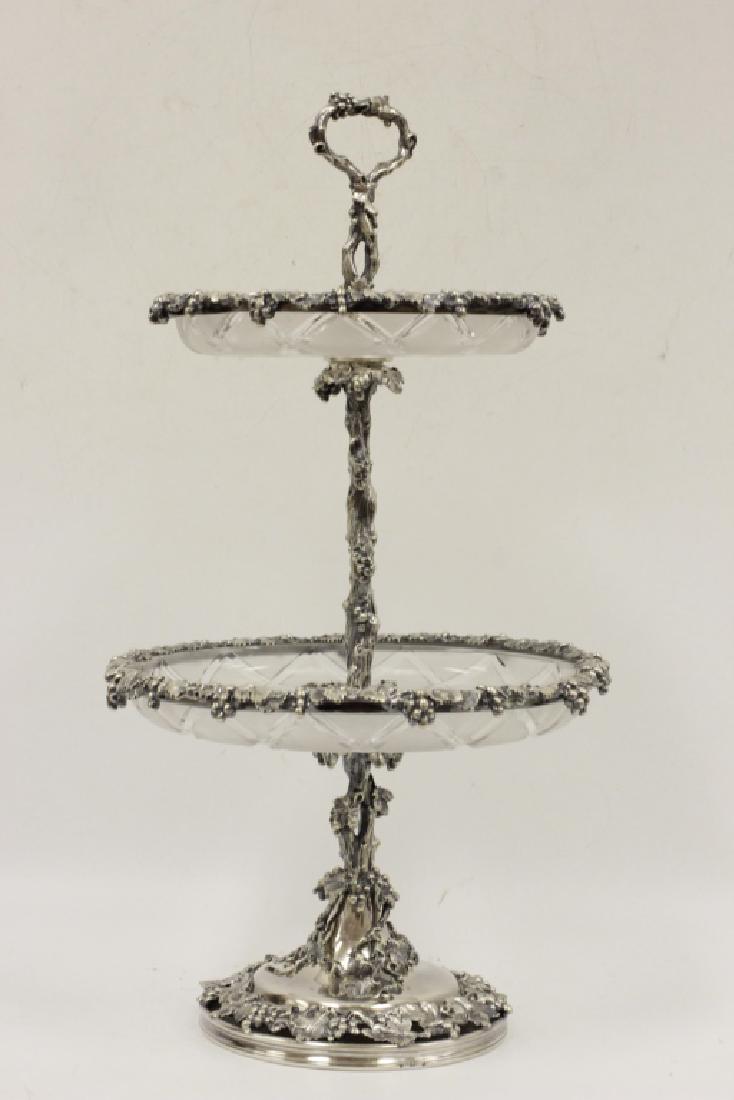 2 Tier Cut Crystal & Silver Plated Cake Stand (1 of 7)