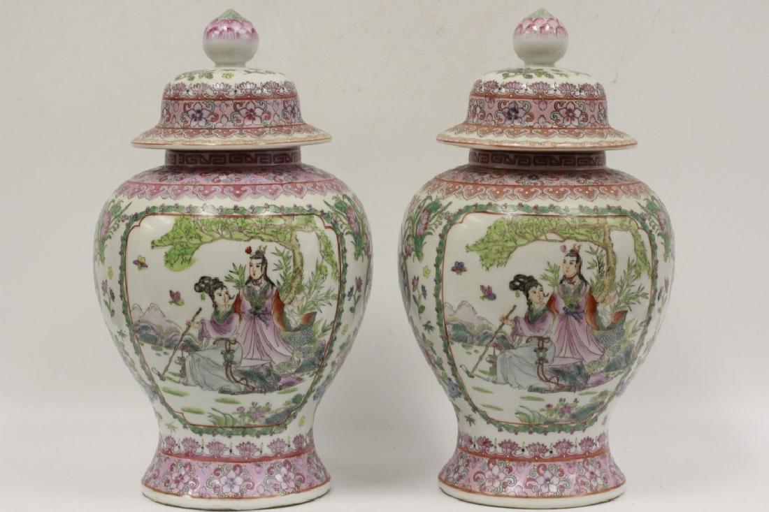 Pair of Chinese Style Large Covered Urns, Made in Macau (1 of 6)