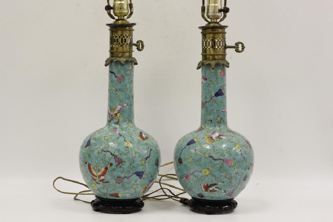 Pair Old Chinese Porcelain Vases Made into Lamps (1 of 5)