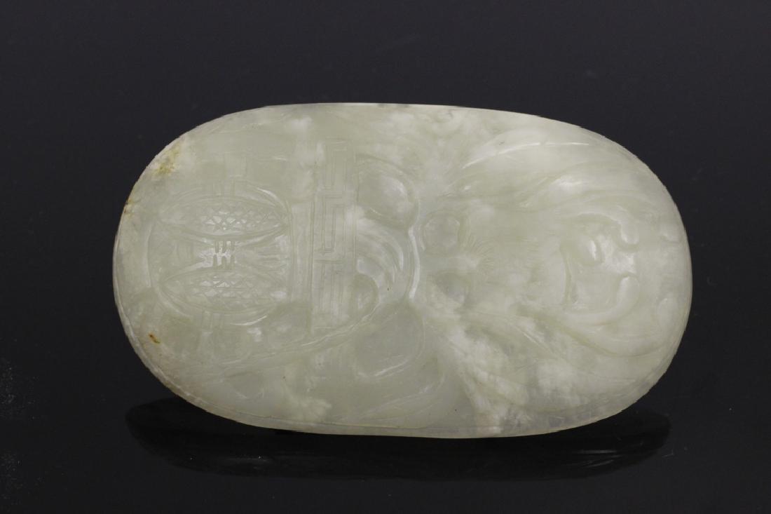 Old Chinese Jade Small Oval Carved Plaque (1 of 4)