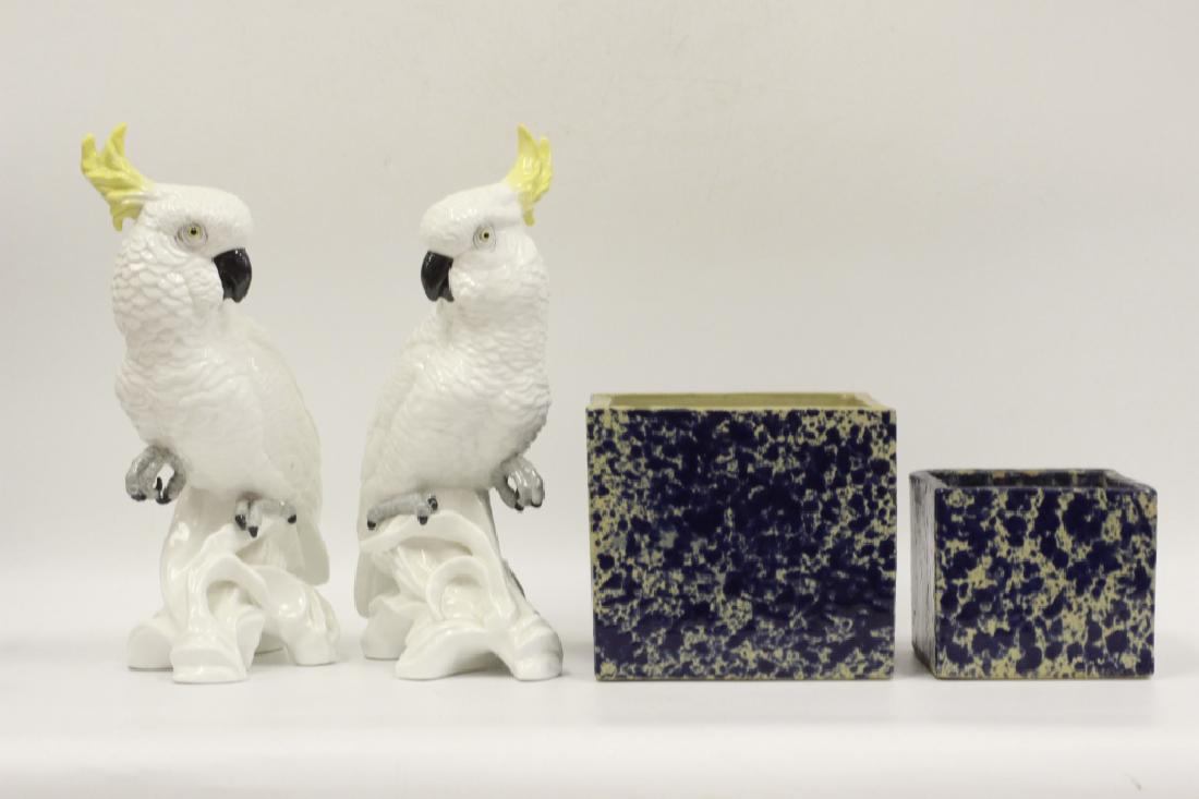 4pc Group Lot of Porcelain Birds & Square Planters (1 of 6)