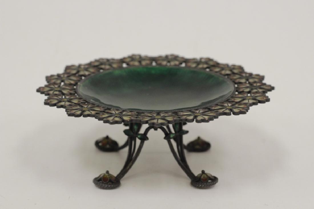 Unusual Plique a Jour Silver & Enamel Footed Dish (1 of 6)
