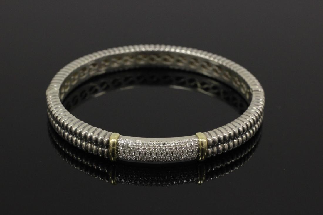 Tiffany & Co 14K Gold 925 Silver & Diamonds Bangle (1 of 6)