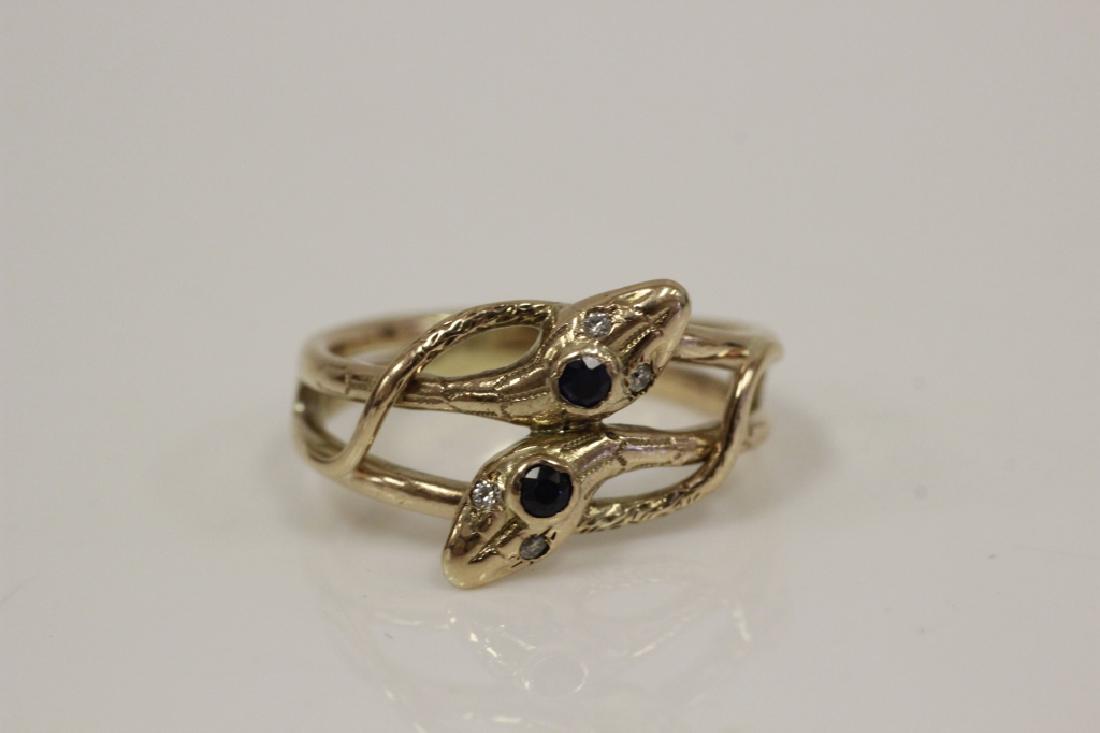 14K Gold Ring w/ Small Diamonds & Sapphires (1 of 4)
