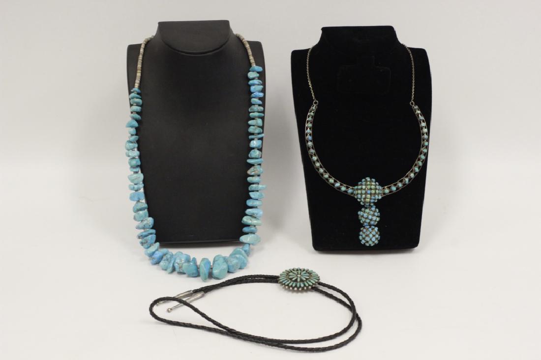 3 American Indian Turquoise & Silver Necklaces (1 of 6)