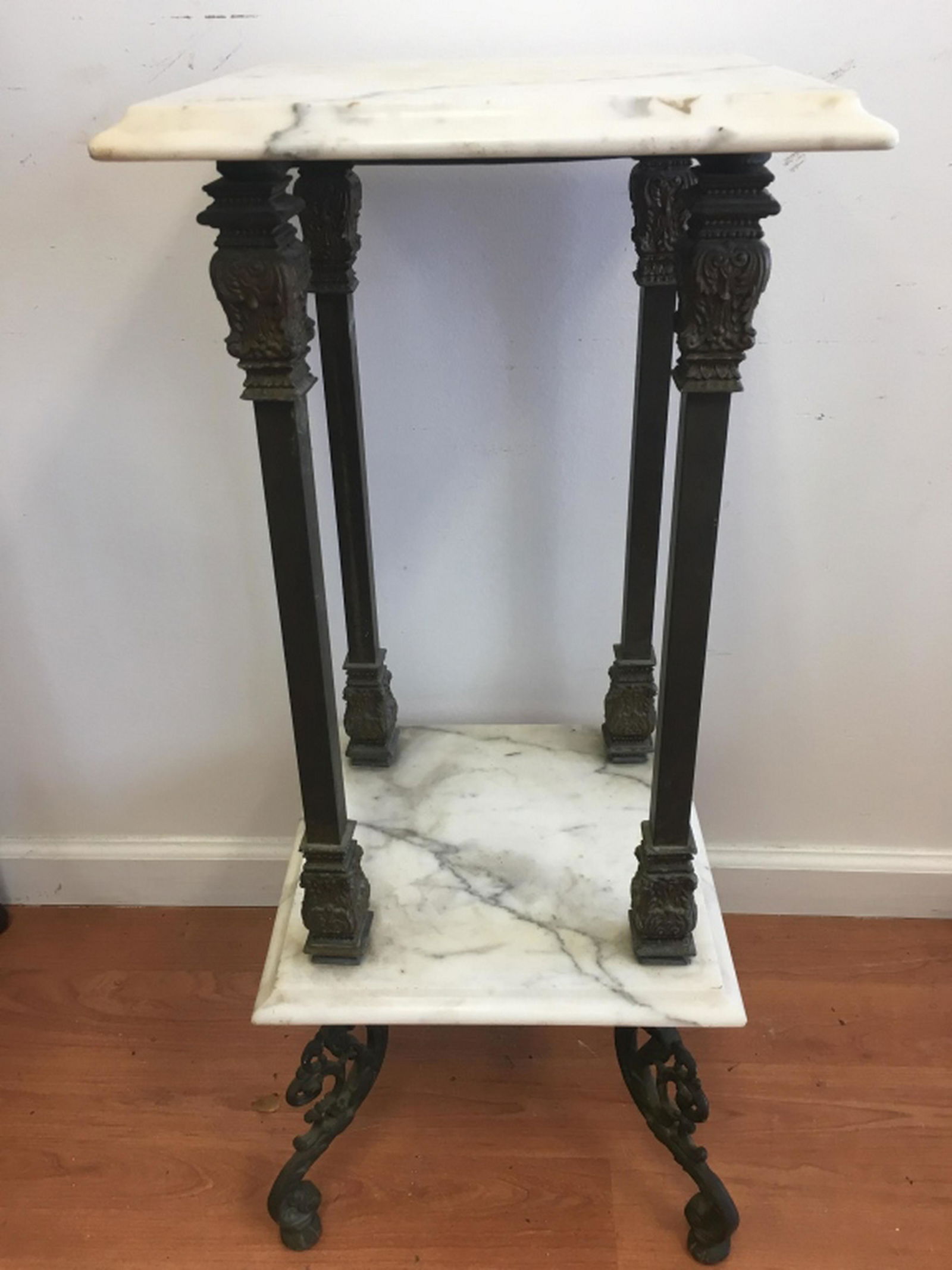 Antique Marble 2-Tier Table (1 of 5)