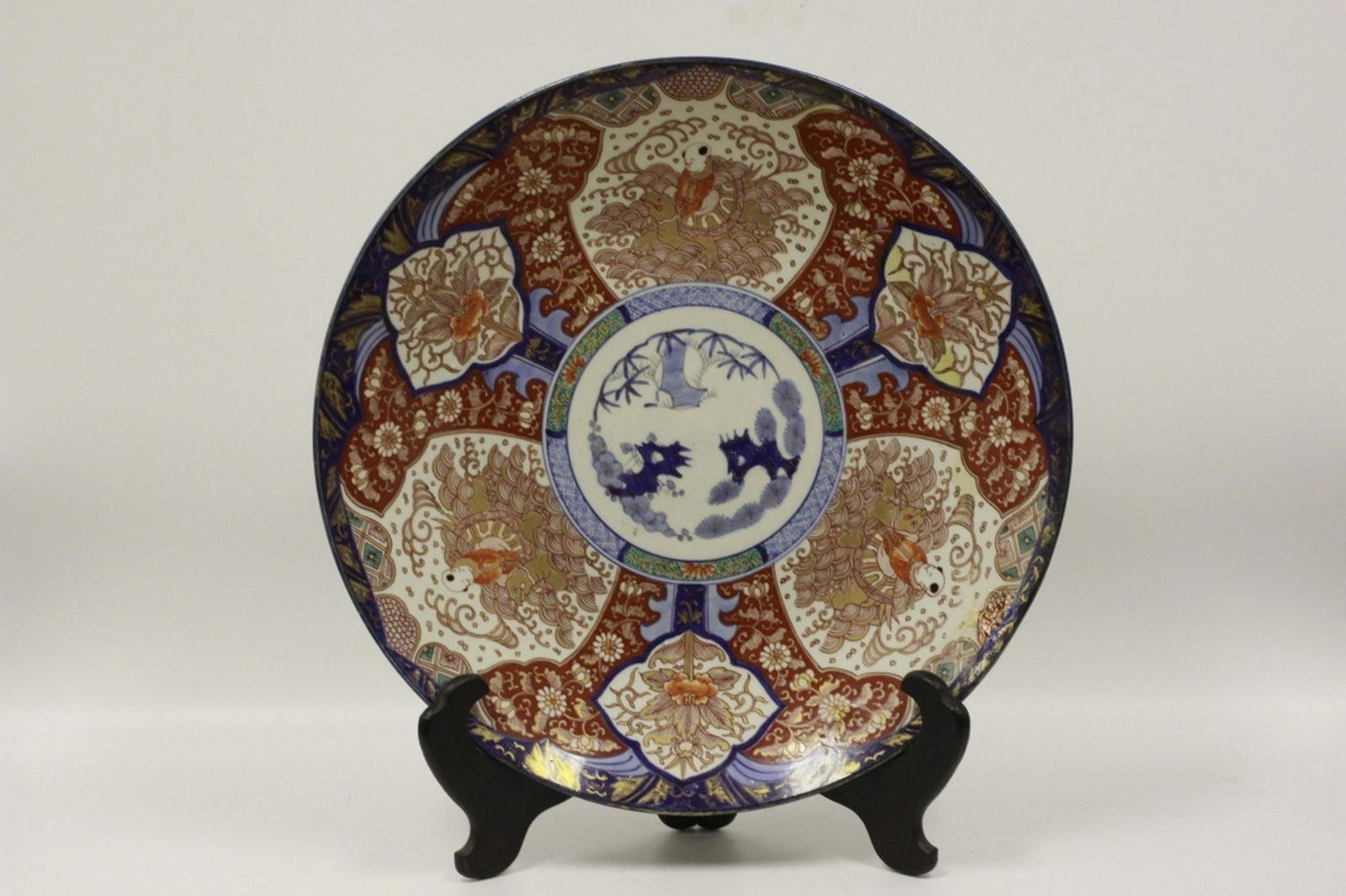 19thC Japanese Large Imari Plate w/ Stand (1 of 8)
