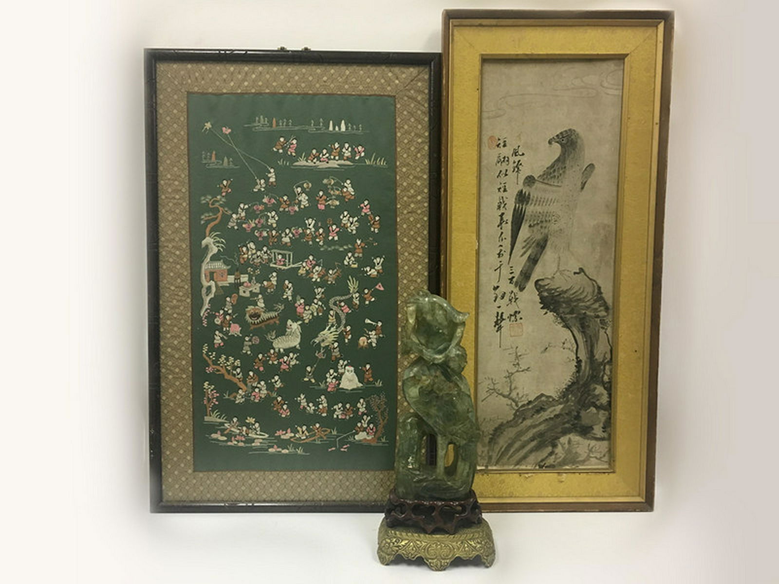 3pc Chinese Lot Including Carved Quartz Figure (1 of 13)