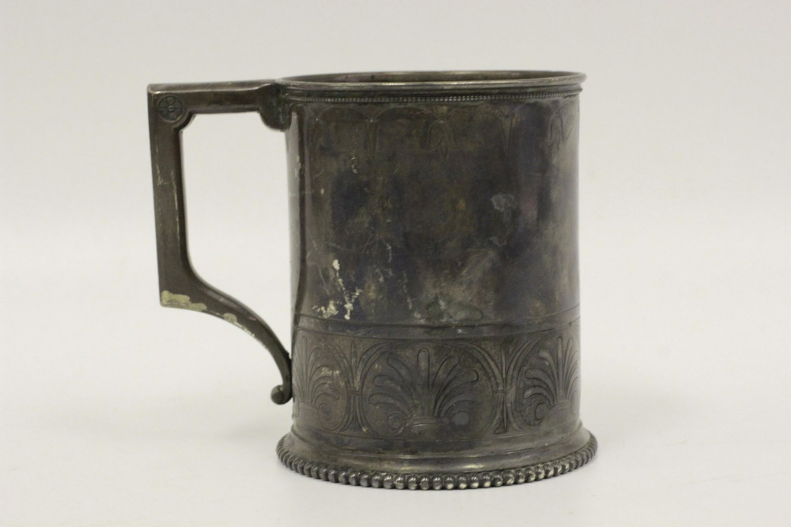 English 19thC Sterling Silver Beaker: English 19thC Sterling Silver Beaker. Fully Hallmarked. Good Condition but Highly Tarnished. Needs Cleaning. Provenance From a Long Island Estate. Dimensions- W-4" x H-3.5". Total Weight-130.6g/4.2ozt