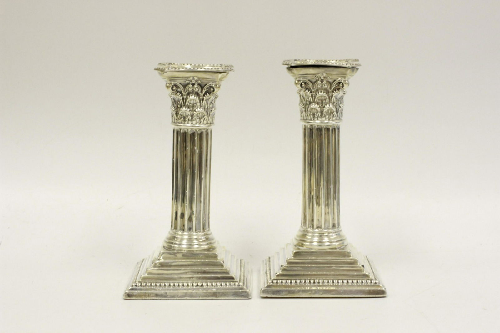 Pair English Sterling Silver Candlesticks (1 of 4)
