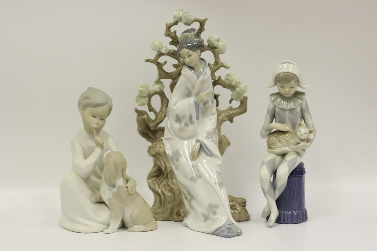 3 Lladro Figurines: 3 Lladro Figurines. Provenance from a Long Island, NY Estate. Dimensions of Tallest- H-12".