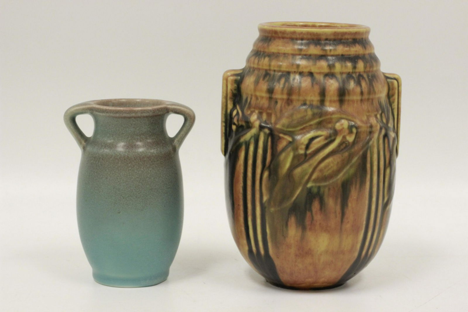 Rookwood 2 Handle Pottery Vase & Roseville Vase (1 of 6)