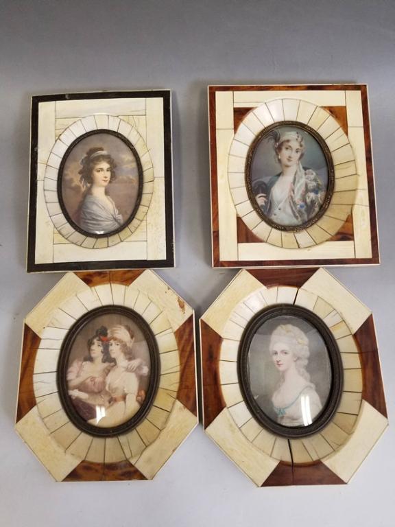 4 19thC Miniature Signed Paintings. Likely French (1 of 6)
