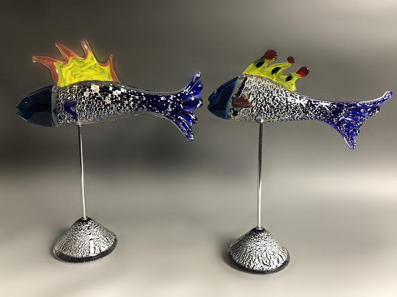 2 Murano Italian Glass Fish Sculptures by I. Liric (1 of 5)