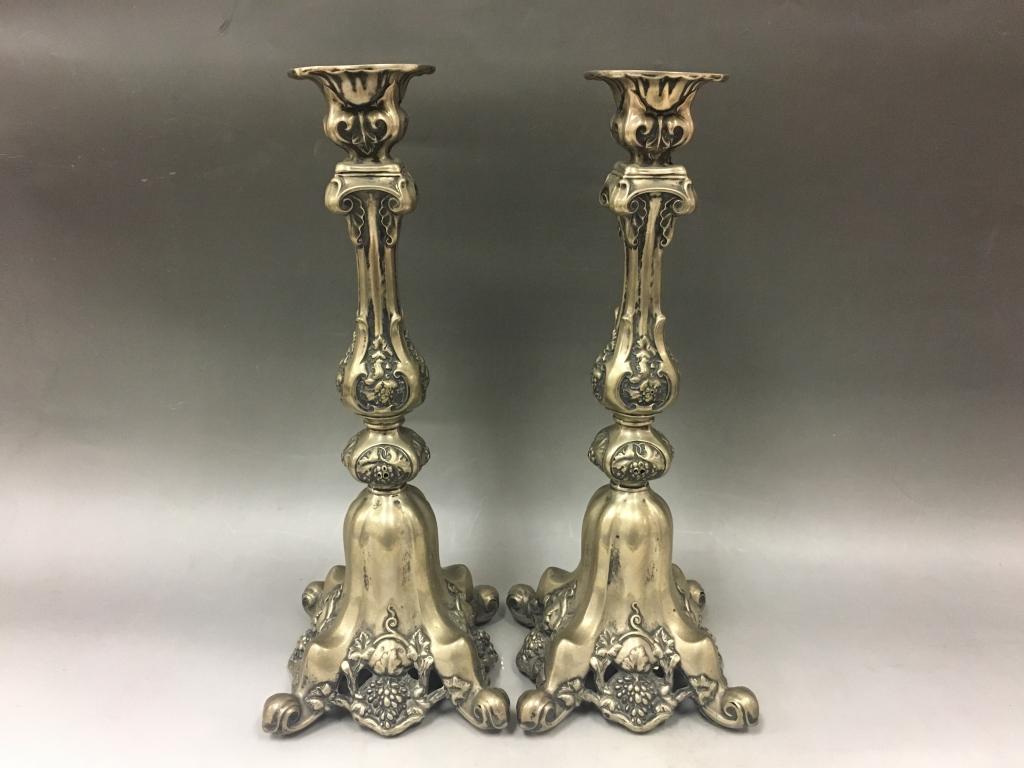 Pair of 19thC Silver Shabbat Candlesticks (1 of 4)