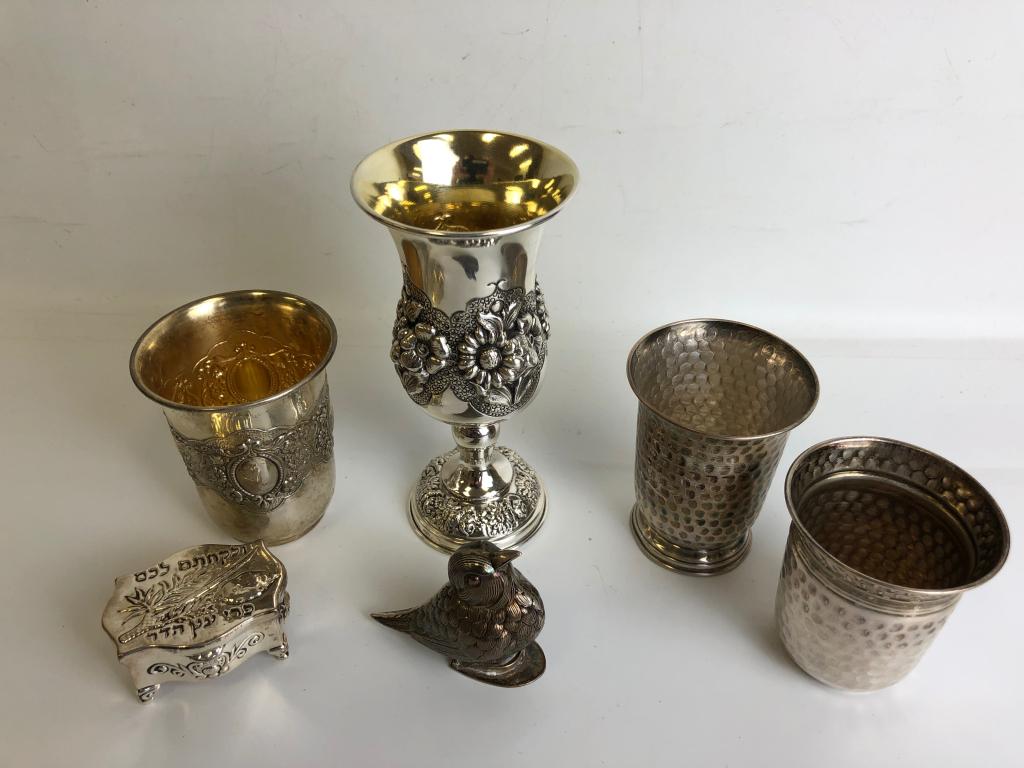 Judaica Lot of 6 Silver Items (1 of 6)