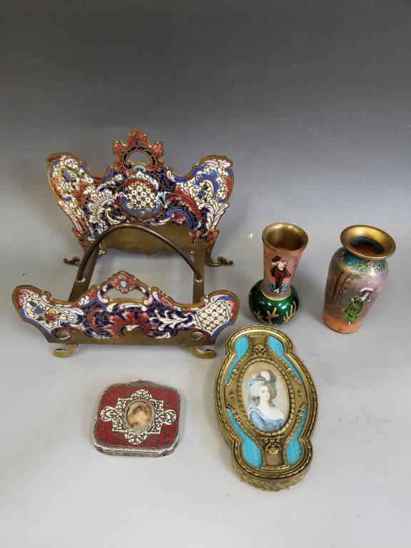 5pc Lot of Enamel & Champelve Objects (1 of 11)