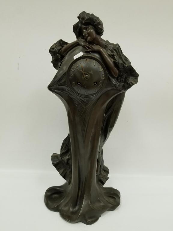 Art Nouveau Bronzed Spelter Metal Marti Clock (1 of 8)
