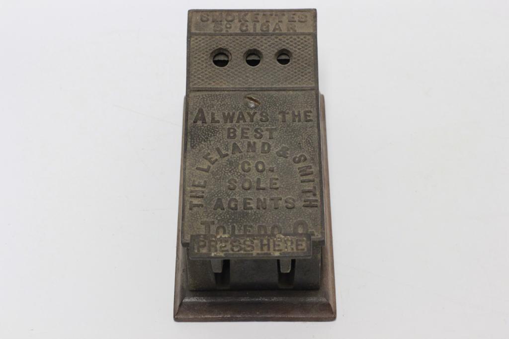 Cast Iron and Wood Cigar Cutter w/ Pushbar (1 of 5)