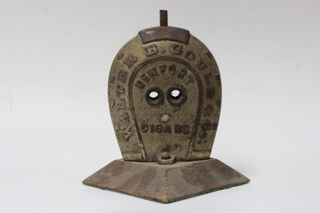 Push Down Advertising 2Hole Cast Iron Cigar Cutter (1 of 3)