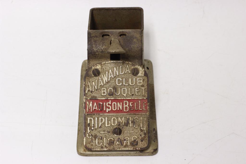 Push Down Advertising 2 Hole Cast Iron Cigar Cutter (1 of 4)