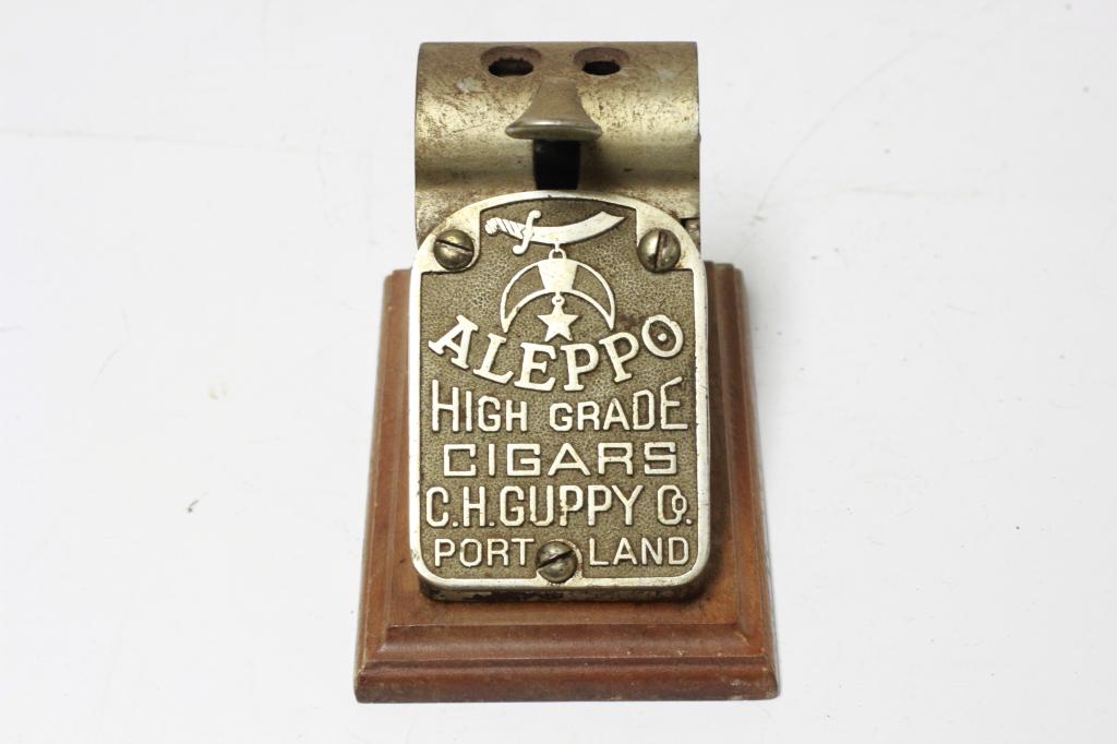 Push Down Advertising 2Hole Cast Iron Cigar Cutter (1 of 3)