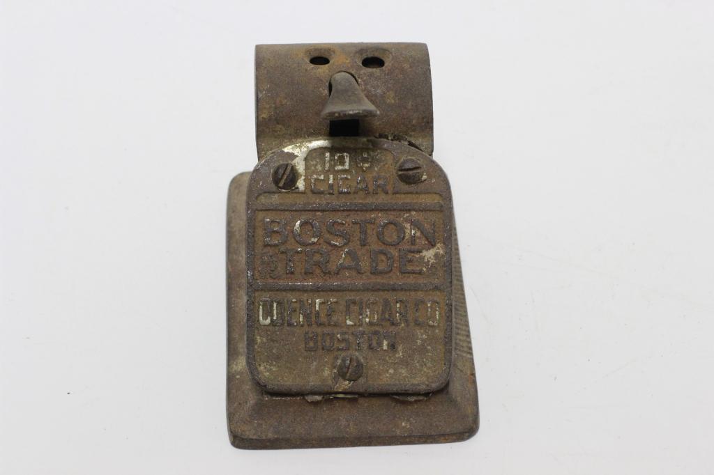 Push Down Advertising 2 Hole Cast Iron Cigar Cutter (1 of 4)