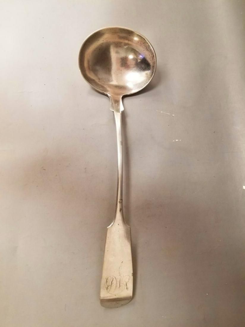 Coin Silver Punch Ladel by Watson & Hildeburn: Coin Silver Punch Ladel by Watson & Hildeburn. Philadelphia, PA. Circa 1840. Fully Hallmarked. Good Condition. Provenance From a Long Island, NY Collection. Total Weight- 180g/5.8ozt. Dimensions- L-13