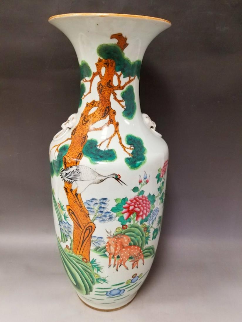 Very Large Chinese Porcelain Vase: Very Large Chinese Porcelain Vase w/ Design of Birds & Animals. Provenance from a Long Island, New York Home. Good Condition. Dimensions- H-23".