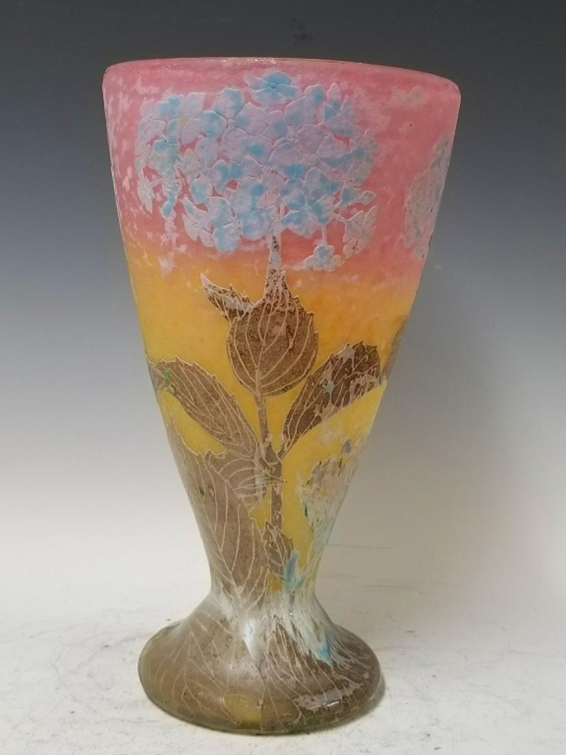 Daum Nancy Art Nouveau Cameo Glass Vase: Daum Nancy Art Nouveau Cameo Glass Impressionistic Vase. Provenance from a Private Collector in Westchester, NY. Excellent Condition. Dimensions- H-10" x Dia-5.5".