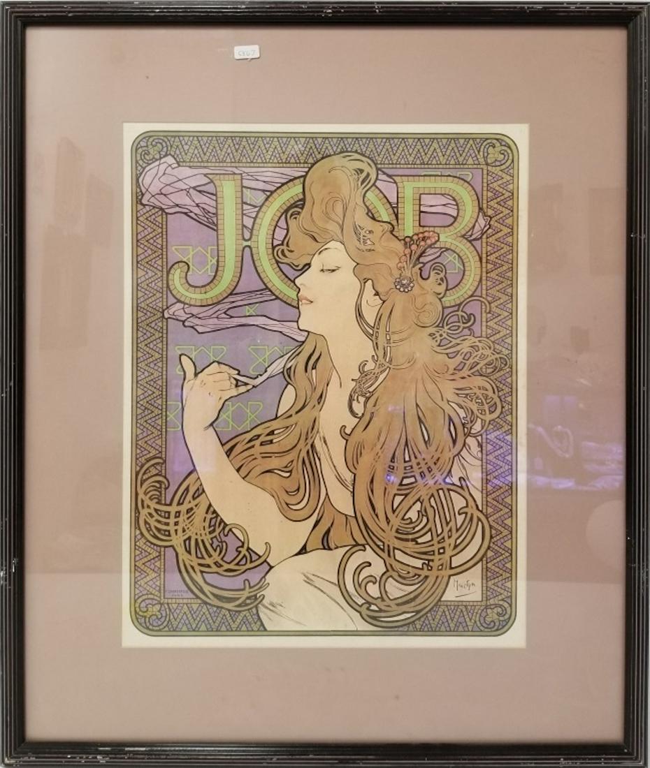 After Alphonse Mucha (Job), Czech (1860-1939) Print: After Alphonse Mucha (Job), Czech (1860-1939) Print. Provenance from a New Jersey Estate. Appears to be in Good Condition. Dimensions- Sight- 20.5" x 15.5". Frame- 29.5" x 24.5".