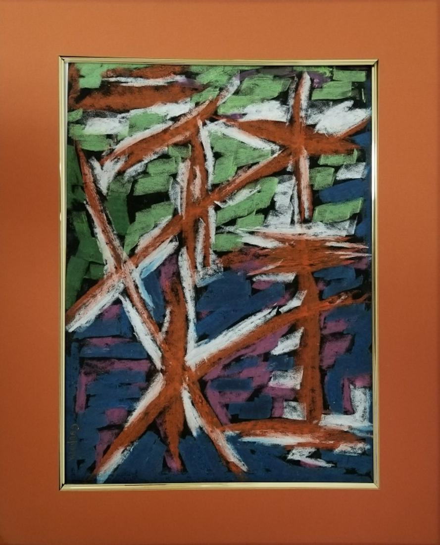 Antonio Corpora, Italian Pastel on Cardboard: Antonio Corpora, Italian (1909-2004) Pastel on Cardboard. Signed Lower Right & Dated on Back 1992 w/ All Details. Unframed. Provenance from a Queens, NY Collector. Good Condition. Dimensions of Image-