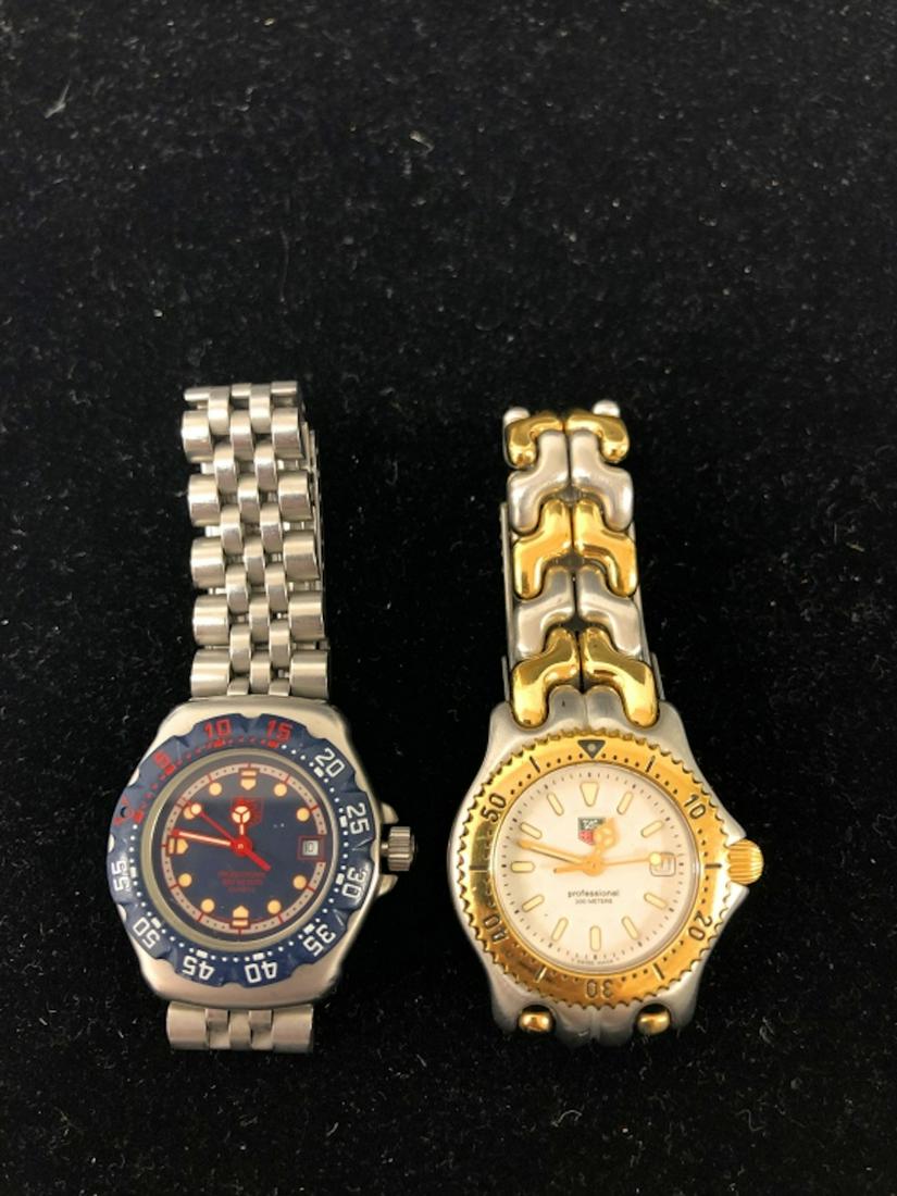 2 Tag Heuer Ladies 200 Meter Diving Watches: 2 Tag Heuer Ladies Professional 200 Meter Diving Watches. Swiss Made. 1 is Stainless Steel & 1 is Stainless & Gold. Provenance from a Long Island, NY Estate. Very Good Condition. Dimensions- Larger- 1
