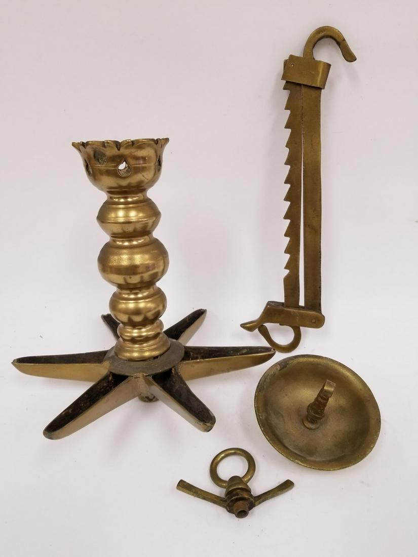 Judaica Hanging Shabbat Bronze Oil Lamp: Judaica Hanging Shabbat Bronze Juden Sturn Oil Lamp. Pre WWII. With 6 Oil Fonts. Detachable Suspended Drip Bowl. Probably European. Provenance from a Long Island, NY Home. Generally Good Condition. Pl