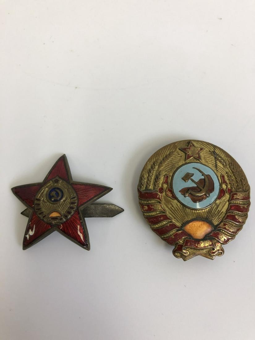 Russia Soviet WWII Lot of 2 Star Enamel Order: Russia Soviet WWII Lot of 2 Star Enamel Order Badge. Provenance From a New York Estate. Please note the absence of a condition report does not imply that there are no condition issues with this lot. P