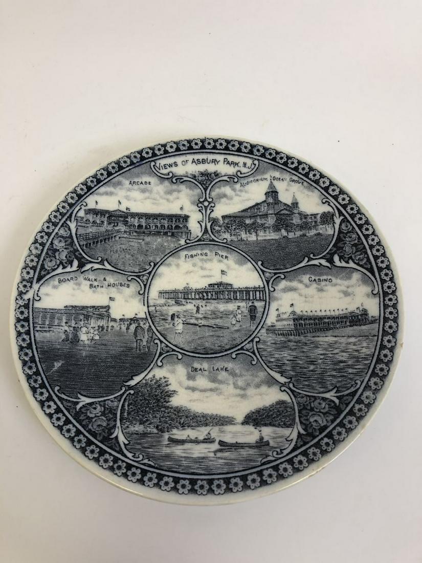 1920's R&M Co. Stafforshire Asbury Park, NJ Plate: Rare 1920's R&M Co. Stafforshire Asbury Park, NJ Rare Collectable Flow Blue Plate. Reads "Views of Asbury Park, NJ Casino" in the Center & Surrounding It Says "Arcade", "7th Avenue Pavillion", "Audito