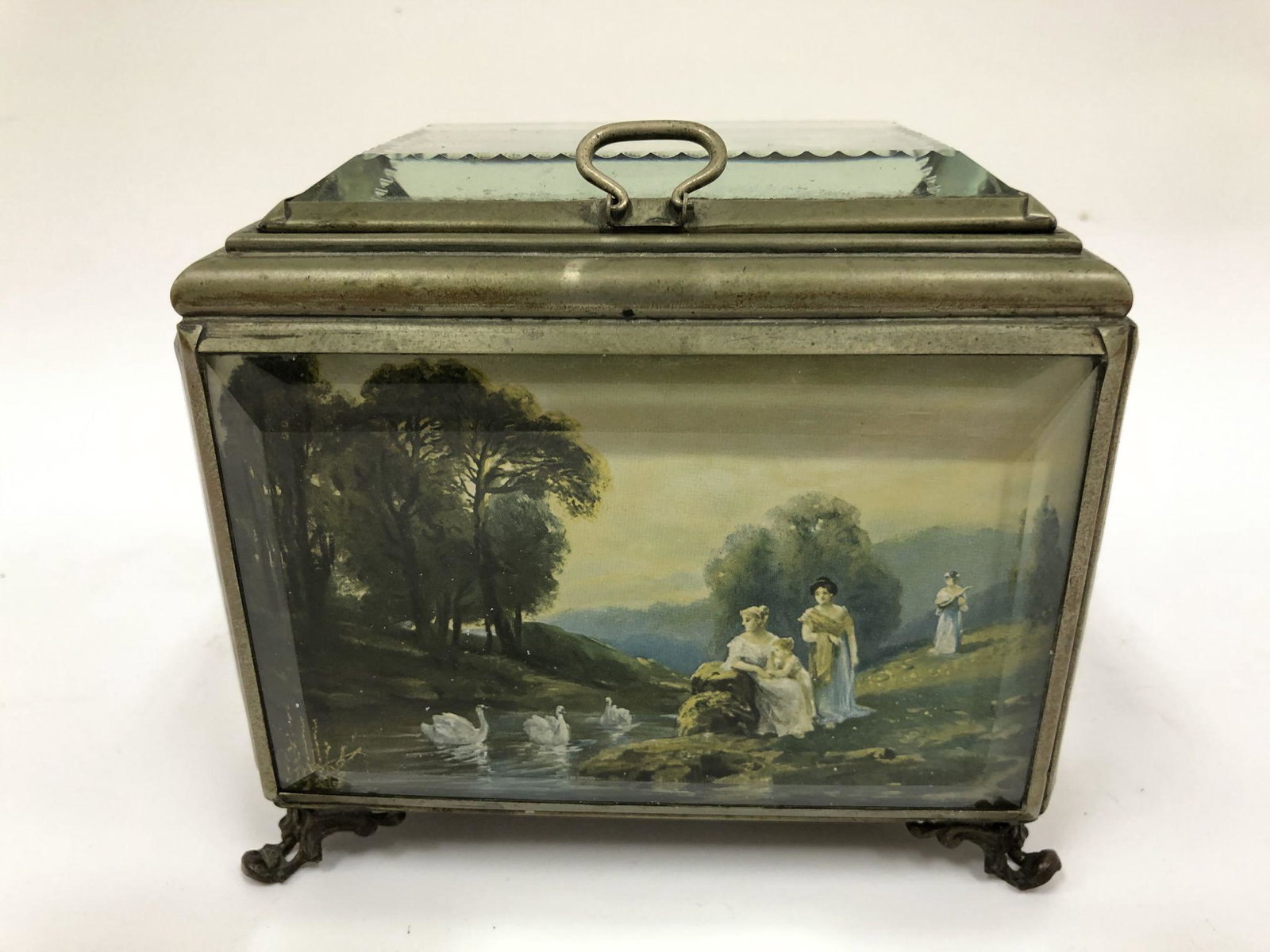 Jewelry Casket/Cigar Humidor: Art Nouveau Jewelry Casket/Cigar Humidor. Feldkirch Austria Souvenir. Hinges Are Broken. Provenance from a Long Island, NY Estate. Dimensions- L-6.5" x W-5" x H-5.5". Please note the absence of a cond