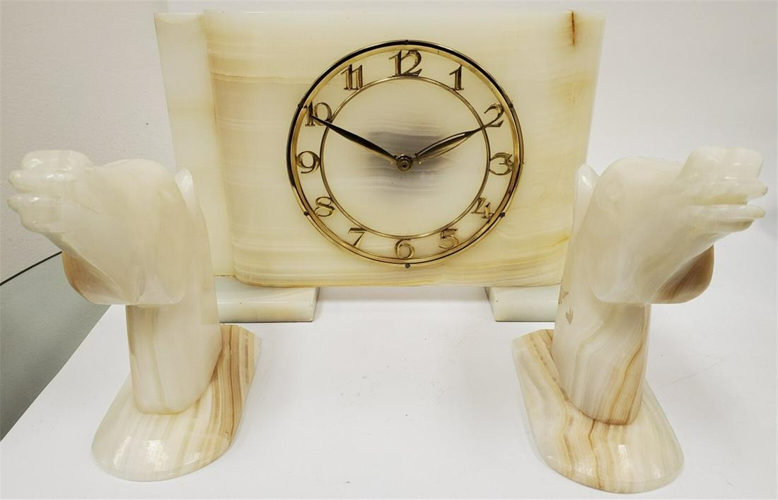 3pc Art Deco Onyx Clock Set (1 of 1)