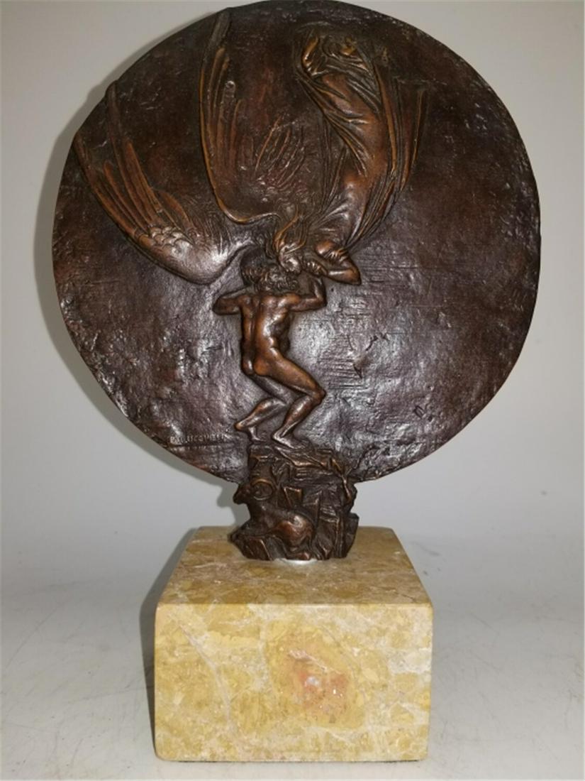 B. Lucchesi Bronze Plaque Mounted on Marble Base (1 of 4)