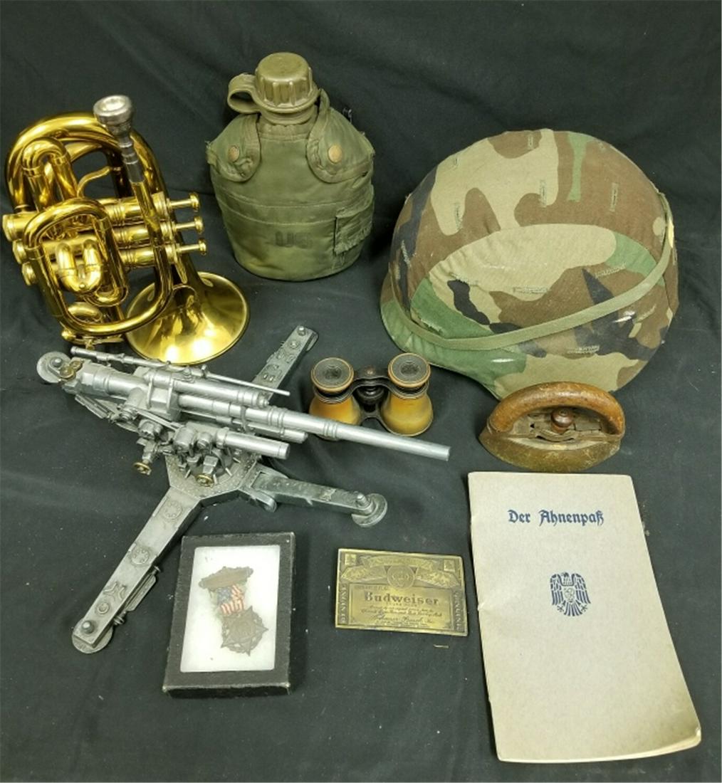9pc Lot of Military Memorabilia Including Helmet (1 of 10)