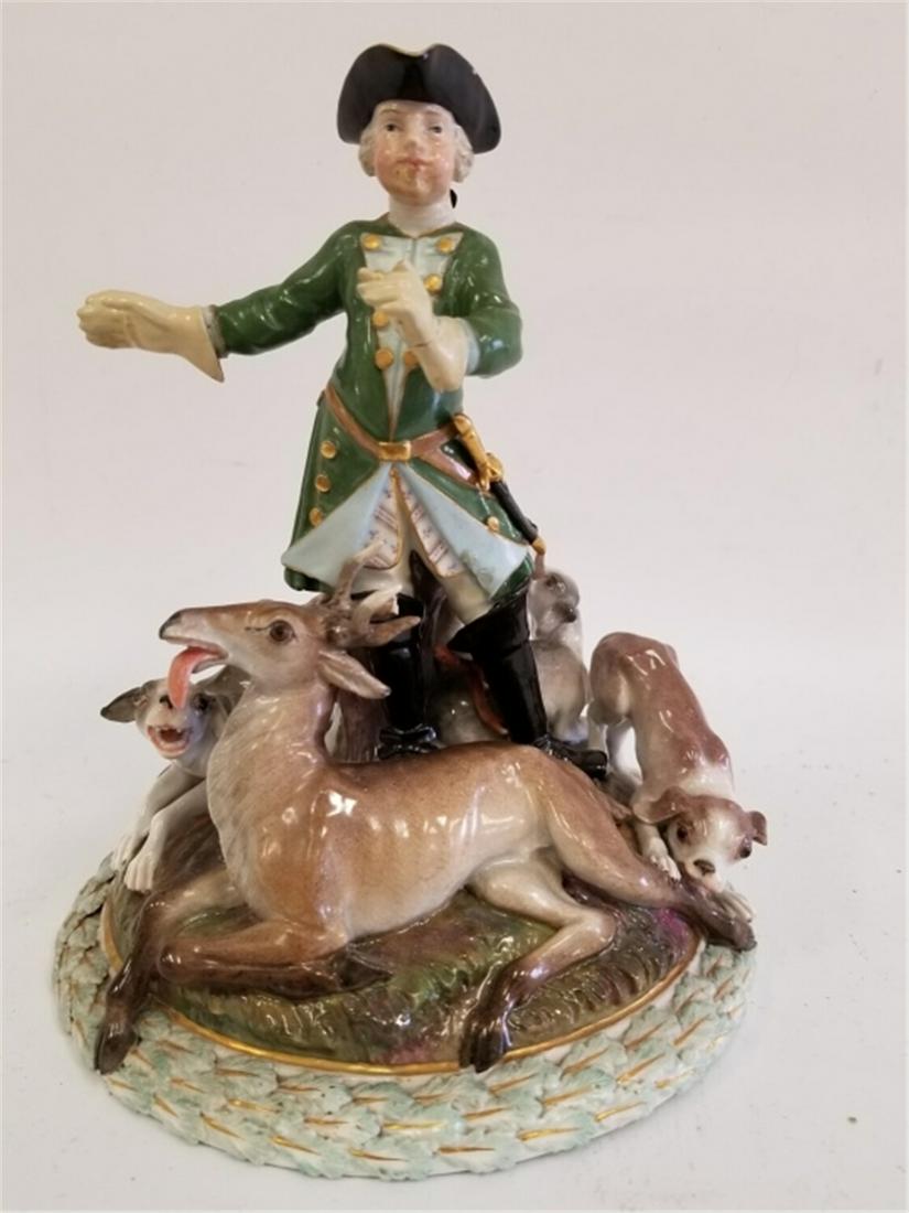 Meissen 19thC Unusual Figure of Hunter w/ Dogs (1 of 7)