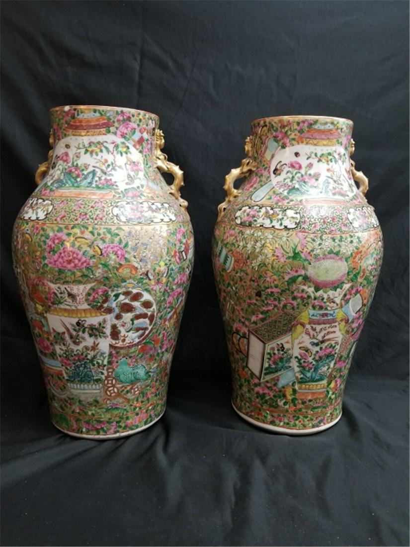 Antique Pair of Chinese Famille Rose Vases (1 of 9)