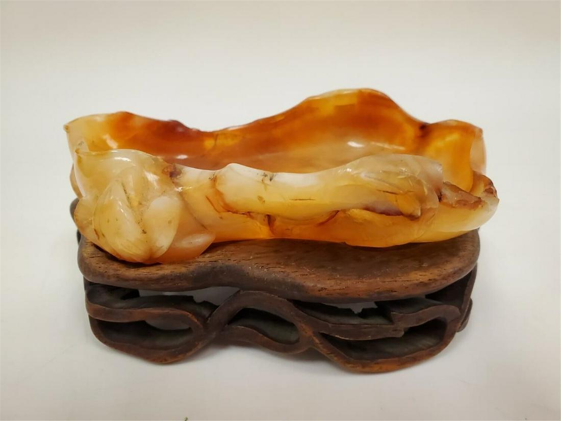 Antique Chinese Carved Hard Stone Scholars Dish (1 of 3)