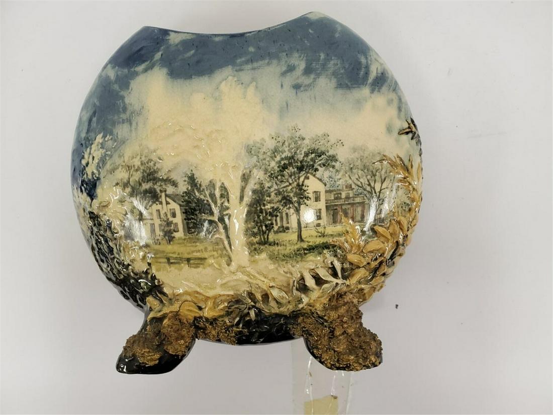 Rare Arts & Crafts Glazed Pictorial Pottery Vase (1 of 2)