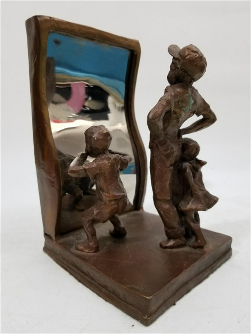 Signed Bronze Figure of Children  front of Mirror (1 of 4)