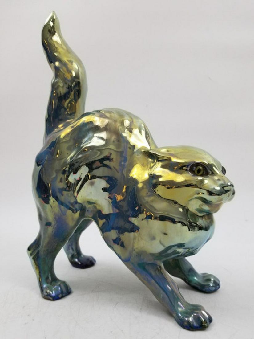 Charles Virion ( French 1865-1946) Art Nouveau Cat: Charles Virion ( French 1865-1946) Art Nouveau Porcelain Cat with glass eyes. Excellent condition. Dimensions: H 12", L 8" Provenance: Private Mid West Collector Please note the absence of a condition