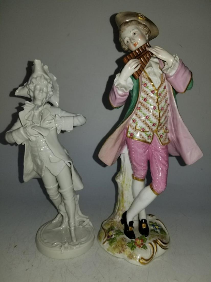 German lot of 2 Meissen style 19C Porcelain figure (1 of 10)